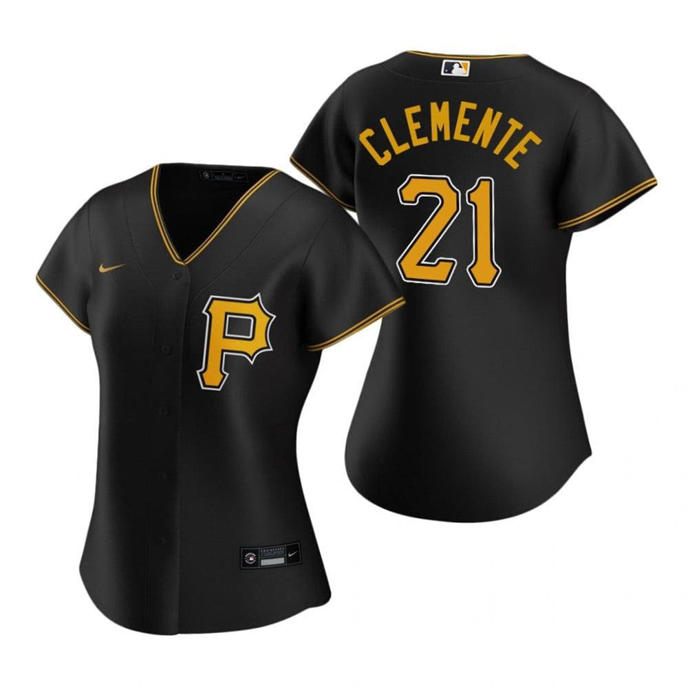 Women's Pittsburgh Pirates Roberto Clemente Replica Alternate Jersey - Black